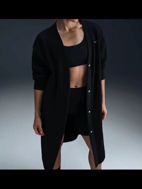 Nike Black Long Button Cardigan - size medium